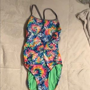 Tie-dye one piece bathing suit